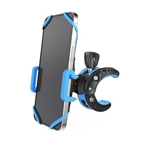 Crescendo CR-30 SlimClip Mic Stand Phone Holder, iPhone Clamp Mount, Pole Phone Mount, Microphone, Music or Drum Stand, Mic/Phone Clip - for iPhone, Samsung Galaxy, Pixel, Any Smartphone (Blue) - color: Blue
