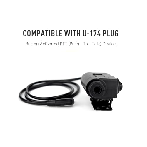 EARMOR M51 PTT Adapter for Baofeng Kenwood 2-Pin Push to Talk Radio Adapter | Fit for Earmor M32 Plus, M32X Plus Tactical Headsets, Wouxun, Retevis, Quansheng, TYT two-way radios Walkie Talkie, Black