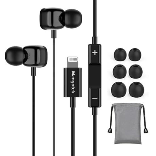Headphones Wired with Lightning Connector, Wired Earbuds for iPhone, Apple MFi Certified Earphones with Microphone & Volume Contro, Compatible with iPhone 14/13/12/11/Pro Max/XR/XS/X/8/7/SE