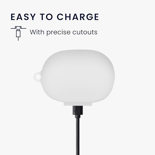 kwmobile Cover for Bose QuietComfort Earbuds Case - Silicone Cover for Earbuds Charging Case - Protective Headphone Holder with Carabiner Clip - White - color: white