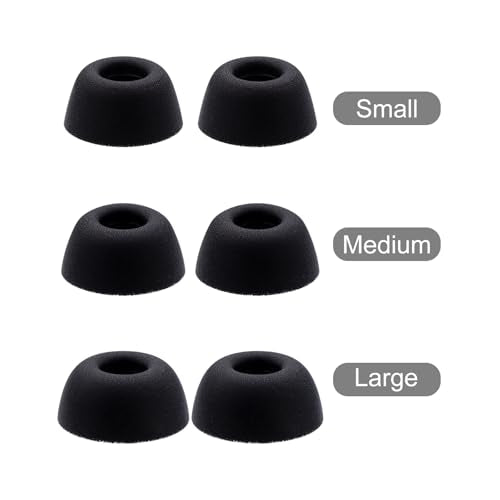 Replacement Eartips for Status Pro X/Between 3ANC/Audio Between Pro Earbuds | Mermoy Foam Ear Tips 3 Pairs (S/M/L) Black