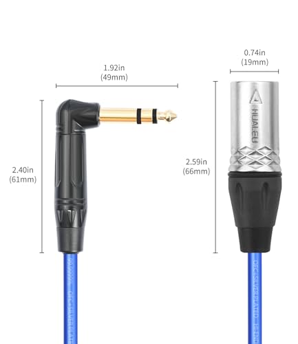 2 Pack Right Angle 1/4 TRS to XLR 3Pin Male Audio Cable,20AWG 6N OFC+Silver Plated HI-END Audio Cable,Right Angle 6.35mm TRS to XLR Male Active Speakers Balanced Cable - size: 6Feet(2Pack), style: 90° TRS To XLR M