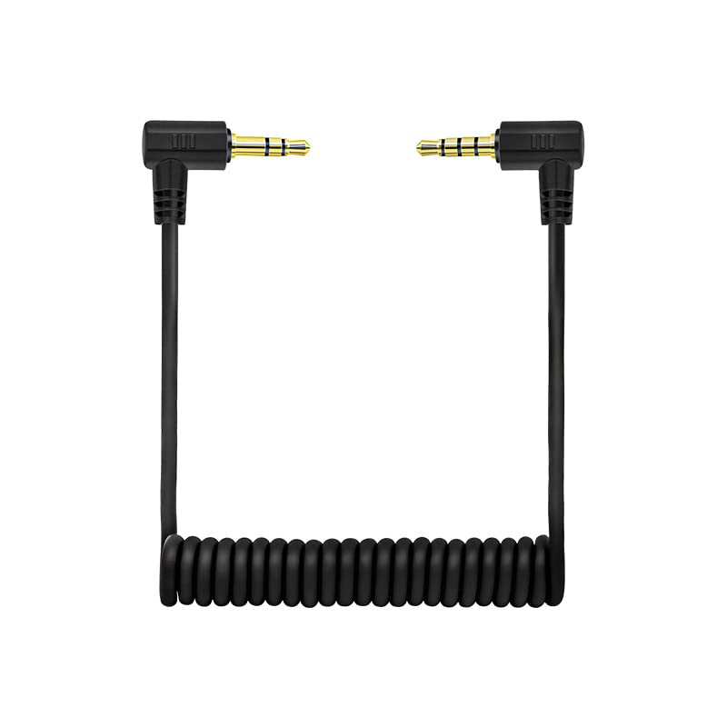 Foto&Tech Male Coiled Microphone Patch Cable Audio Adapter Compatible with iOS Android Phones Tablet to Rode VideoMic Go BOYA Other External Mic (3.5mm TRS to TRRS) - style: (3.5mm TRS to TRRS)