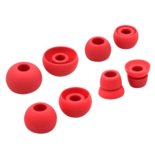 hopopwer Replacement Silicone Earbuds Tips for Powerbeats 3 Powerbeats 2, 4 Pairs Earbuds Silicone Ear Tips Set - Small, Medium, Large and Double Flange (Red) - color: Red without Pen