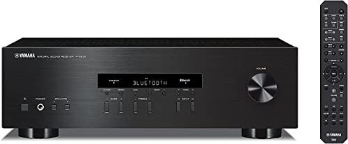 Yamaha Audio 2021 Yamaha R-S202 Stereo Receiver with Built-In Bluetooth Connectivity, Up to 100W Per Channel at 8 Ohms, 4 x RCA-In, 1 x RCA-Out, Front Panel 1/4'' Headphone Output (Black) (Renewed)