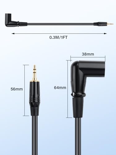 1/8 inch to XLR Balanced Cable,Right Angle XLR Male to 3.5mm TRS Male Audio Adapter Cable for Speaker, Mixer,Live Performance & Recording (0.3M)