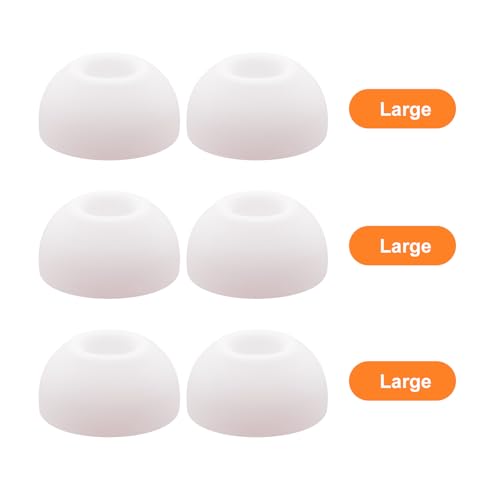 Klowcok Replacement Foam Ear Tips for AirPods Pro 3 Earbuds, Large | Memory Foam with Silicone Shield, Ultimate Comfort, 3 Pairs, White - size: Large