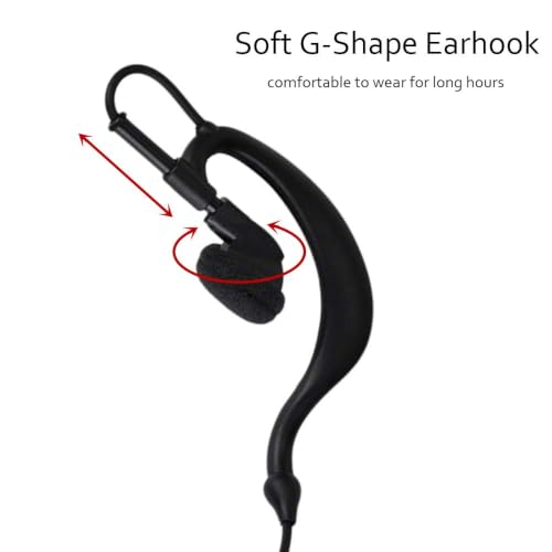 G Shape 2 Pin Walkie Talkie Earpiece Headset Compatible with Baofeng UV-5R Retevis H-777 RT21 RT22 Arcshell AR-5 Two Way Radio (2 Pack)