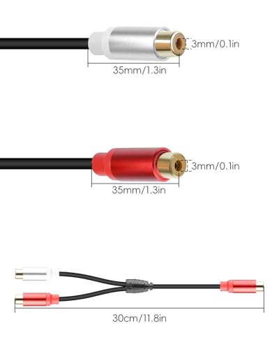 GELRHONR 2Pack RCA Splitter, 1 Female to 2 Female RCA Y Splitter Adapter Cable for Subwoofers, Home theaters, Speakers, HDTVs and More 30cm (F to 2 F Black) - color: Female to 2 Female Black