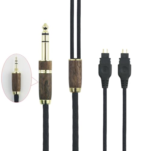 NewFantasia 10ft Replacement Upgrade Audio Cable Compatible with Sennheiser HD650 HD600 HD580 HD660S HD660S2 HD58X HD6XX Headphone 7N OCC Copper Silver Plated Cord Walnut Wood Shell 3.5mm/6.35mm