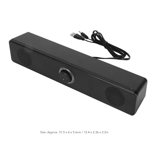 ANGGREK USB Computer Speakers, Prevent Magnetic Technology Volume Knob Wired Desktop Soundbar Simple for Laptop
