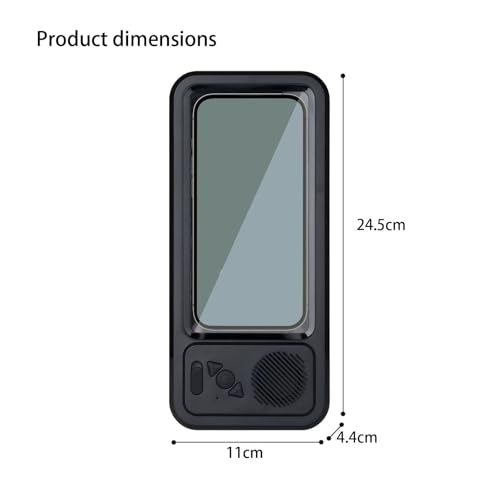 Shower Phones Holder With Speaker, Wall Mount Shower Phone Holder Waterproof, Bathroom Accessories, Waterproof Phone Case, 360° Rotation, Retractable Adjustable Bathroom Case Mount Shelf (Black) - color: Black