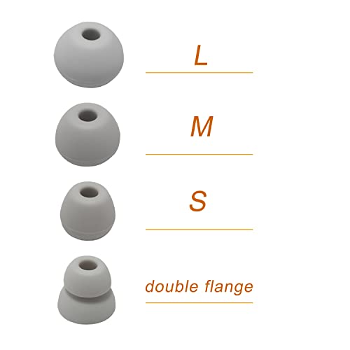 Silicone Earbuds Tips for Beats Flex,X, Powerbeats Pro Replacement Eartips | 6 Pairs L/M/S Standard Tips+2 Pairs Double Flange Rubber urBeats3 Powerbeats 3 & 4 & 2 Ear Tips, Black - color: Silicone-Gray White