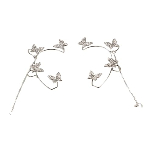 Wireless Earphone Decoration, Anti Lost Earrings for Earbud Earphone Chain Earring Holder Rhinestone Butterfly Hook Earrings for Women