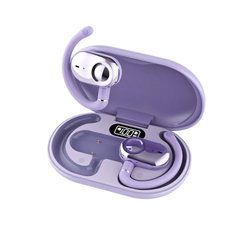 Open Ear Earbuds Bi-Axial Custom Fit Immersive Sound Wireless Headphones | Over The Ear Bluetooth Ear Buds Waterproof Long Battery for Running Outdoor Sports Travel Conference - OpenBass Fit Purple - color: Pulse Lavender