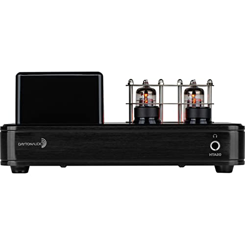 Dayton Audio HTA20 Integrated Stereo Hybrid Hi-Fi Vacuum Tube Class A/B Amplifier 20 Watts RMS with Subwoofer Output, Headphone Output, Bluetooth 5.0 and USB DAC (HTA20) - color: HTA20