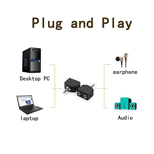 3.5mm Headphone Y Splitter, Gold Plated 3.5mm 1/8 inch Male to Dual Female Stereo Jack Adapter Converter,3-Pack