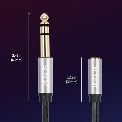 1/4" to 3.5mm Headphone Extension Cable,5FT- 6.35mm Quarter inch Male to 1/8 inch Female Stereo Jack Audio Adapter for Amplifiers, Speaker, Guitar Amp,Home Theater, Mixing Console (1.5m-2PACK) - size: 6.35M-3.5F-2PACK
