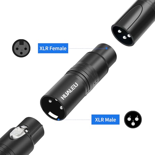 3Pin XLR Male to Female Adapter, Black Painted zinc Alloy Shell,for Mic,Amplifier, Mixer XLR 3-Pin Audio Connectors DMX 512 Adapter-2Pack - color: XLR Male to Female