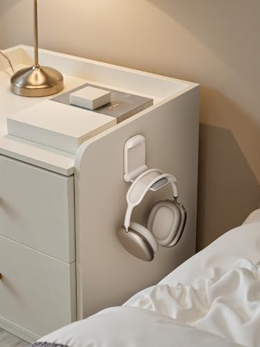 MAMUVIMO Headphone Stand, 2 Pack Headset Stand Foldable, Headphone Holder Hook Mount with Non-Slip Silicone, Adhesive Earphone Desk Hanger Clip Space-Saving for Airpods Max, All Earphones - Starlight - color: Starlight, size: 2 Pack