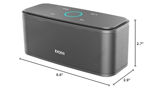 DOSS SoundBox Touch Wireless Bluetooth Speaker-12W HD Sound with Rich Bass | Portable & Small Design, IPX5 Waterproof, 20H Playtime, Handsfree, House, Office Desktop, Bedroom, Indoor Use, Gray - color: Gray