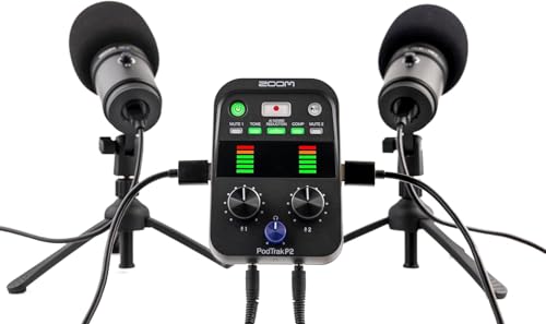 Zoom PodTrak P2 Podcast Recorder + MDR-7506 Headphones Bundle | For Podcasting & Interviews | 2 USB Mic Inputs + 64GB Memory Card
