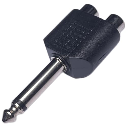 CESS 6.35mm Mono Male to Dual RCA Female Splitter Adapter, 2 Pack
