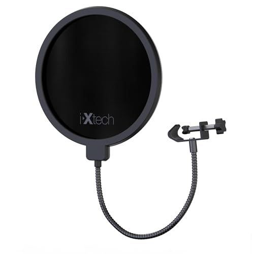 Pop Filter for Mic Microphone, Blue Yeti Mic Pop Filter Dual Layered Wind Pop Screen with a Flexible 360 Degree Gooseneck Clip Stabilizing.