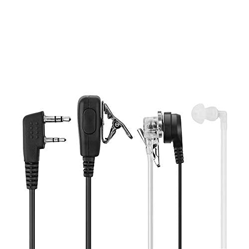 2-Pin Covert Acoustic Tube Walkie Talkie Earpiece – Two Way Radio Earpiece with a PTT Mic - Compatible with Walkie Talkie Headset Brands (Kenwood, Puxing, Wouxun) – Pack of 2