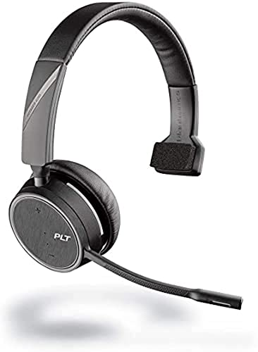 Plantronics - Voyager 4210 Office with Two-Way Base USB-A (Poly) - Bluetooth Single-Ear (Monaural) Headset - Connect to PC, Mac, & Desk Phone-Noise Canceling-Works with Teams (Certified), Zoom & more