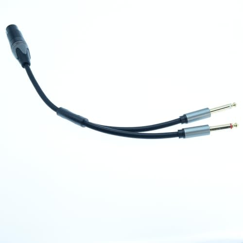 Arklove 2packs 3pin XLR Female to Dual 1/4" inch Male Y Splitter 6.35mm Double TS Mono Plug Microphone Audio Converter Adapter Cable for AMP Speaker Mixer 1ft - size: 1ft