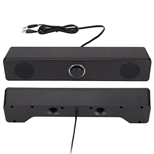E 350TS USB Powered Computer Soundbar with Volume Control for Desktop PC Laptop Tablet, Surround Sound for Gaming, Multiple Devices Compatible, Black