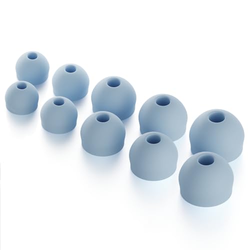 CURVD Earplug Replacement Tips Set, 5 Pairs XXS/XS/S/M/L, Noise Reduction Earbud Replacement Tips Soft Flexible Silicone Eartips Including XXS for the Smallest Ears, Earphones & Ear Buds - color: Light Blue