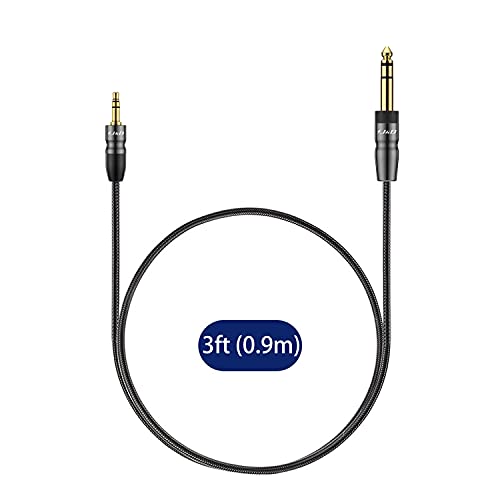 J&D 3.5mm to 6.35mm Stereo Audio Cable, 3.5 mm 1/8 inch Male TRS to 6.35 mm 1/4 inch Male TRS with Copper Shell Joint Nylon Braided Cable Compatible for iPhone, Amplifiers, 3 Feet - color: 3 Feet(0.9 Meter)