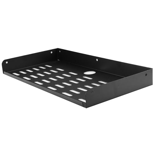 Metal Floating Shelf 16.8" x 8" Modern Wall Mounted Shelf for TV Components Router Game Console DVD Player - color: Black(1 Pack), size: 16.8"x8"