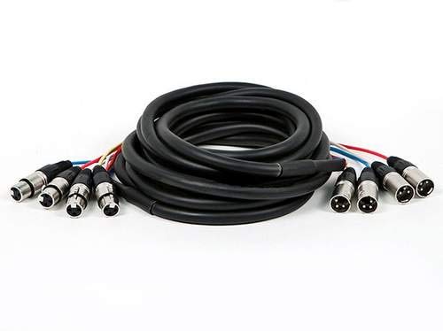 Monoprice 4-Channel XLR Male to XLR Female Snake Cable Cord - 3 Feet- Black/Silver with Metal Connector Housings Plastic and Rubber Cable Boots - size: 3 Feet