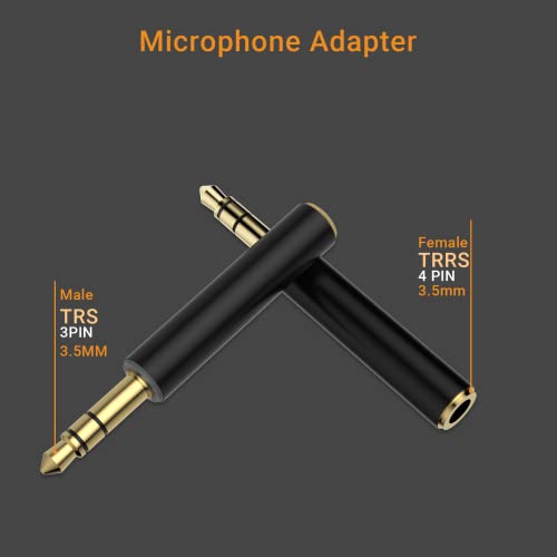 3.5mm TRRS to TRS Mic Adapter,Microphone Adapter for Canon,Nikon Cameras,3.5mm TRRS Female to TRS Male Microphone Adapter for Audio Recorder-2 Packs