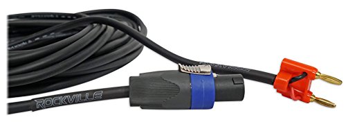Rockville RSB17 35 Ft Speakon to Banana Speaker Cable, 16 Gauge, OFC | 100% Oxygen Free Copper, Black PVC Jacket, ROHS Compliant, Low Resistance, Noise-Free Signal