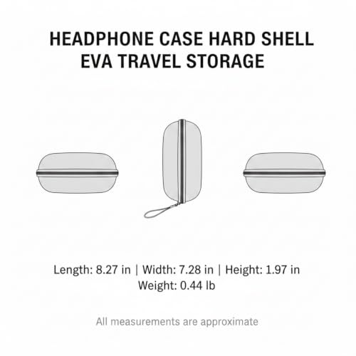 Hard Shell Headphone Case for Over-Ear Models, Protective EVA Travel Storage Bag with Mesh Pocket for Cables - size: 8.27 x 7.28 x 1.97 in