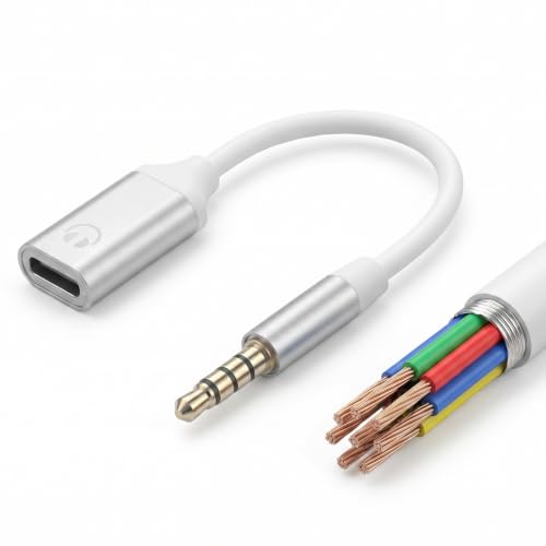 3.5mm Male to USB C Female Audio Adapter, Only Analog Audio Aux Jack Cables | USB C to Aux Audios Dongle Headphone Jack Adapters for Smartphones Laptops Tablets MP3, Silver