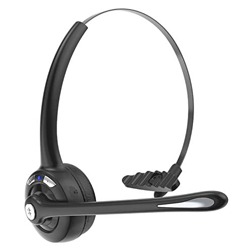Bluetooth Headset with Microphone,V5.1,Noise Canceling Wireless On Ear Headphones, Bluetooth Headphones with Mic, Phone Headset Mute Button for Laptop, Skype, Call Centers, Office, Trucker - color: Black