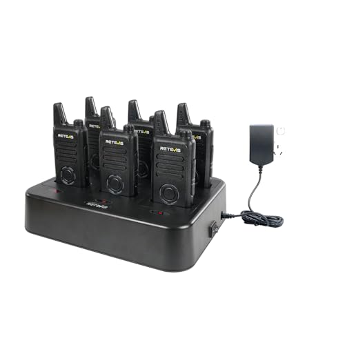 Retevis RT22S Walkie Talkies with Earpiece, Shatterproof Hidden Display | Compact, 22 Channel Portable FRS Two-Way Radio with Signal Prompt VOX 6 Bundle Pack for Adult, Hospitality, School, Retail