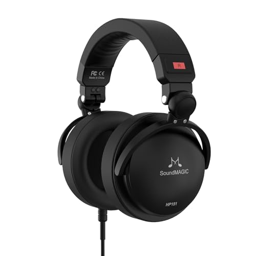 SoundMAGIC HP151 Over-Ear Wired Headphones, HiFi, Removable Cable, Black
