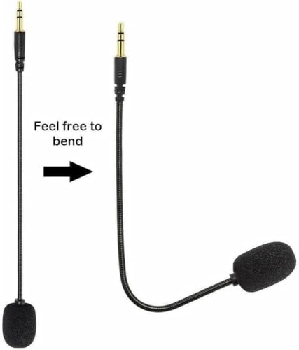 Headset Microphone, 3.5mm Plug, Adjustable 360 Degrees Bendable Jack, Black, for Gaming Headsets, Mic Headsets Accessories