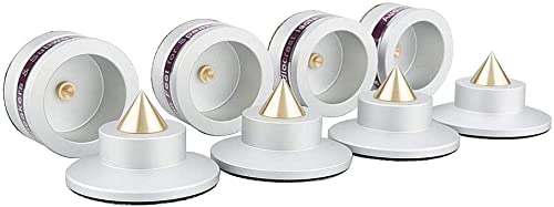 Tertullus 4 Pcs Aluminum Speaker Spike+Speaker Isolation Feet Top Pad Turntable Isolation Feet for Amplifier Turntable Player Subwoofer Silver - color: Silver
