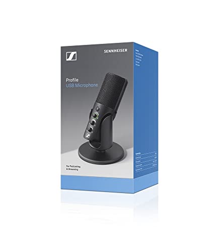 SENNHEISER Professional Profile - USB Cardioid Condenser Microphone & Table Stand, 1.2 m USB-C Cable - Mute Button, Built-in Headphone Jack, Gain, Mix & Volume Control, for PC & Mac,Black - style: Profile Mic