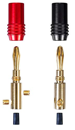 Monoprice 2 Pair Affinity Series 24k Gold Speaker Banana Plug,Black/Red (Pack of 2) - size: 4 Pair