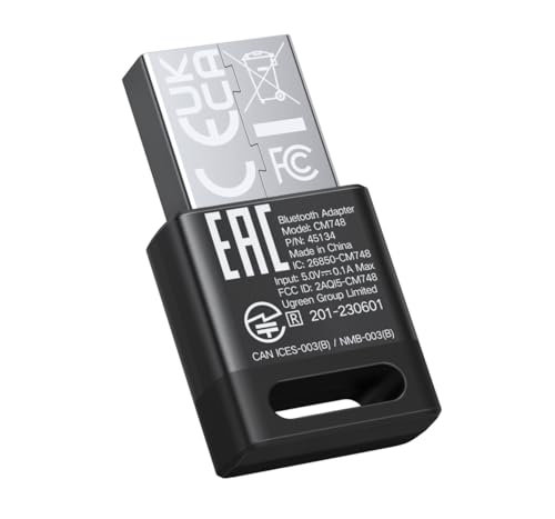 UGREEN PC 블루투스 5.4 동글 수신기 EDR 및 BLE용 USB 블루투스 어댑터, 플러그 앤 플레이 윈도우 11/10/8.1 지원, 데스크톱, 노트북, 헤드폰, 키보드, 마우스, 스피커, 프린터용 - size: Small