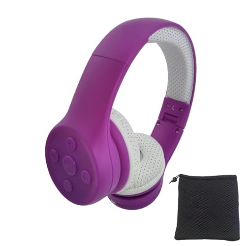 Toddler Bluetooth Headphones, Foldable Kids Wireless Headset with Built-in Mic, Volume Limiting Headphones, Comfort Ear Cushions for Children Online Learning, Travel & Entertainment (Purple) - color: Purple