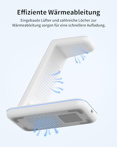 JoyGeek 3 in 1 Wireless Charging Station for Samsung&Android, Charger Stand for S26/S25/S24/S23/S22/S21/S20/Note20/Z Fold&Flip Series, Galaxy Watch8/7/6/5/4/3/Active2/1, Buds 3 Pro - color: White